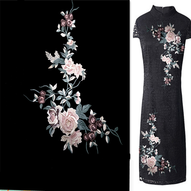 3D Printing Drawing - 1 Piece Pink Green Flower Embroidery