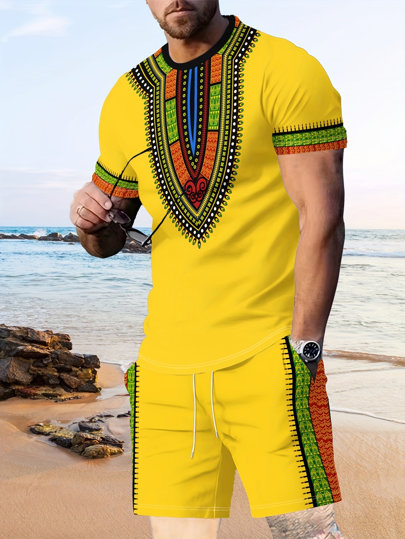 3D Printing Kpop - New Men's Suits African Dashiki Paisley
