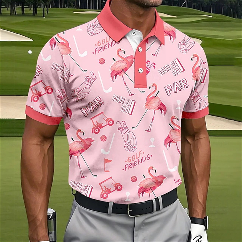 3D Printing Kpop - Fashion 3d Print Flamingo Graphic Polo