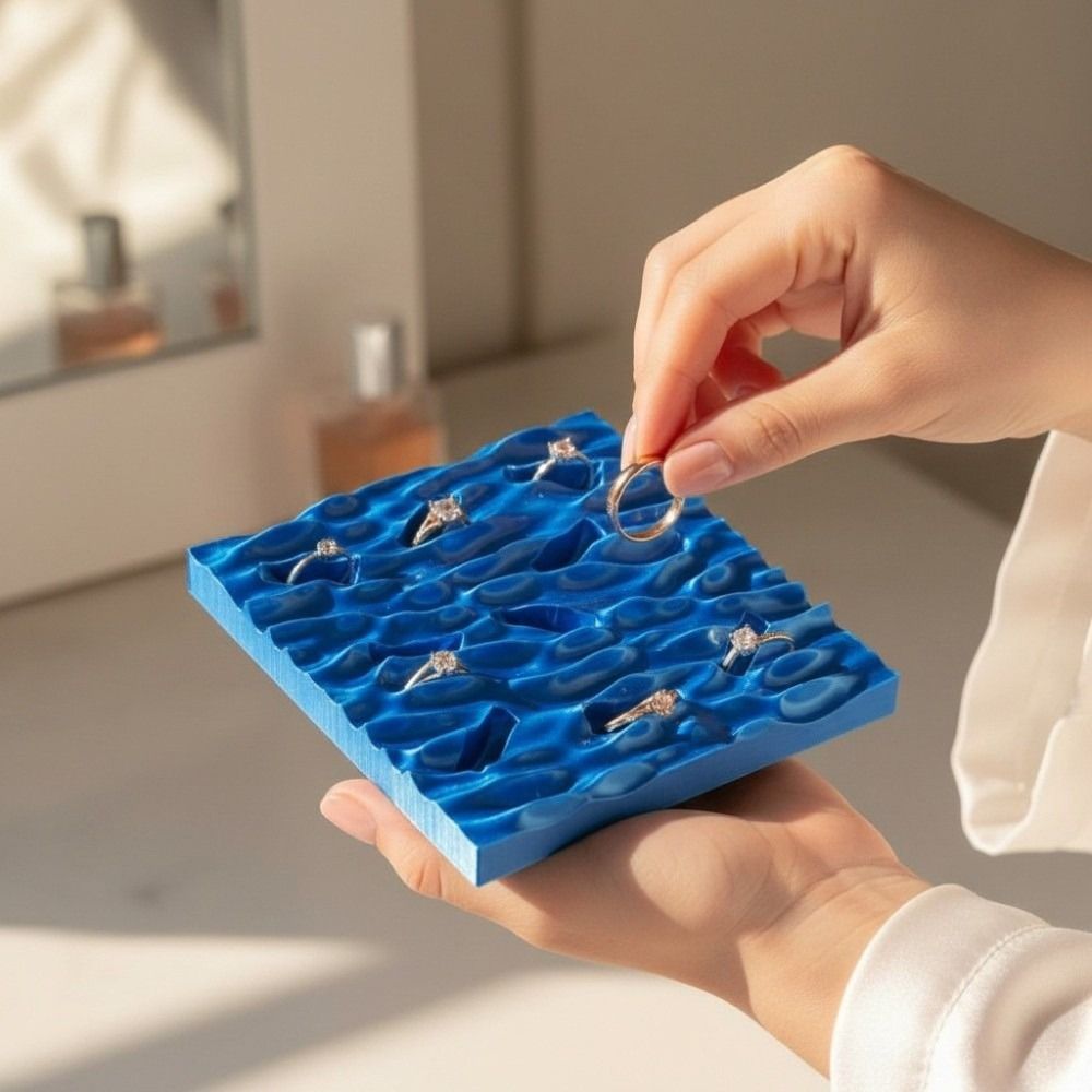 3D Printing Ring Holder - Minimalist Sea Wave Ring Display Plates