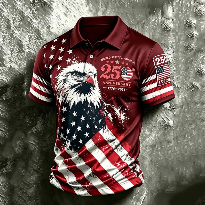 Mens Patriotic Golf Polo Shirt - 3D Printing Usa reseña y precio