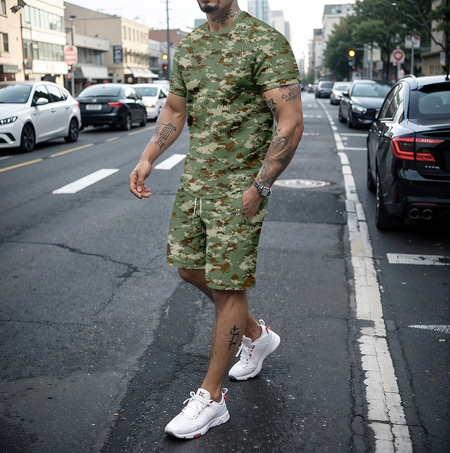 Camouflage Outdoor Tracksuits  - 3D Printing Kpop reseña y precio