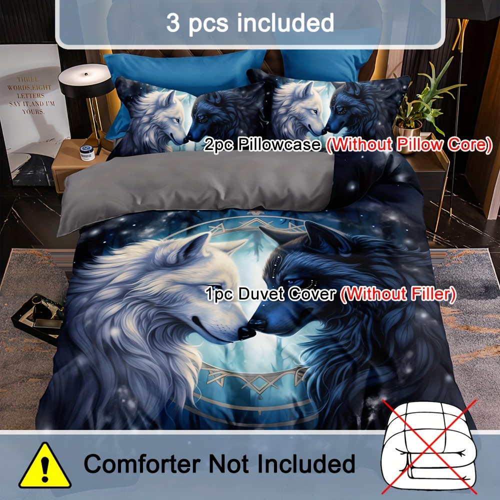 Wolf Pattern Duvet Cover Set-A - 3D Printing Waste reseña y precio