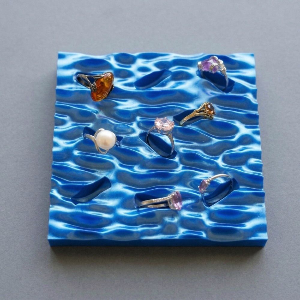 Minimalist Sea Wave Ring Displ - 3D Printing Ring Holder reseña y precio